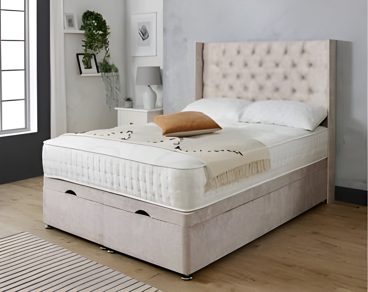 Imperial Wingback Diamante Beige Bed
