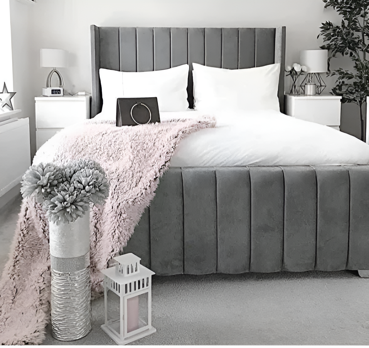 Regent Wingback Luxurious Upholstered Bed Frame with plush upholstery, soft padded headboard, optional underbed storage, and elegant design.